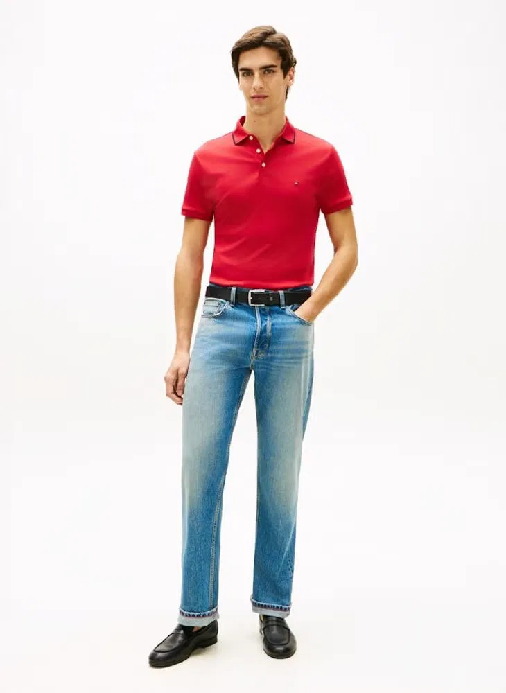 Поло с контрастной отделкой в рубчик, приталенное Tommy Hilfiger, красный — фото 4