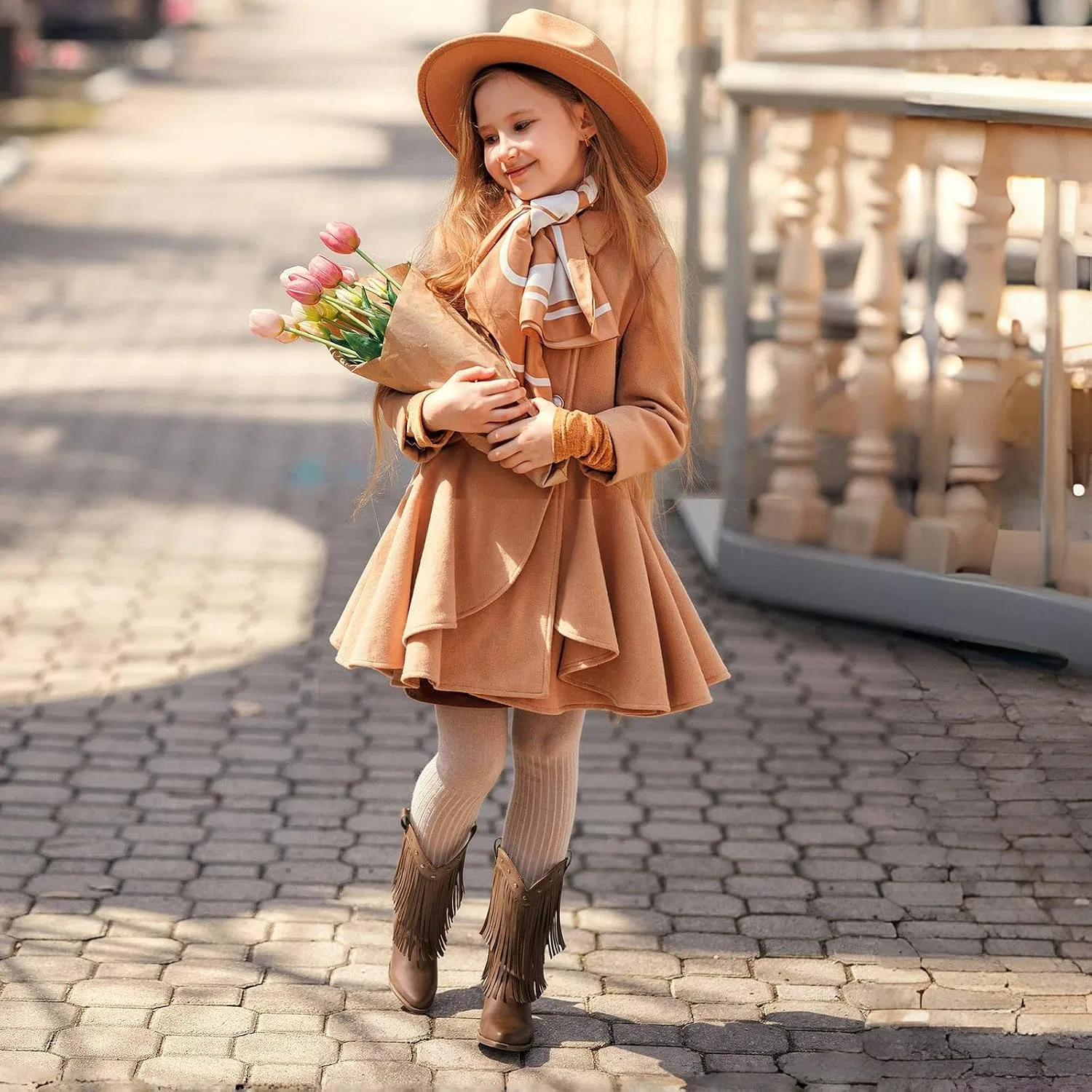 Детские сапоги для девочек с кисточками Cowboy Boots Rollda, Brown — фото 3