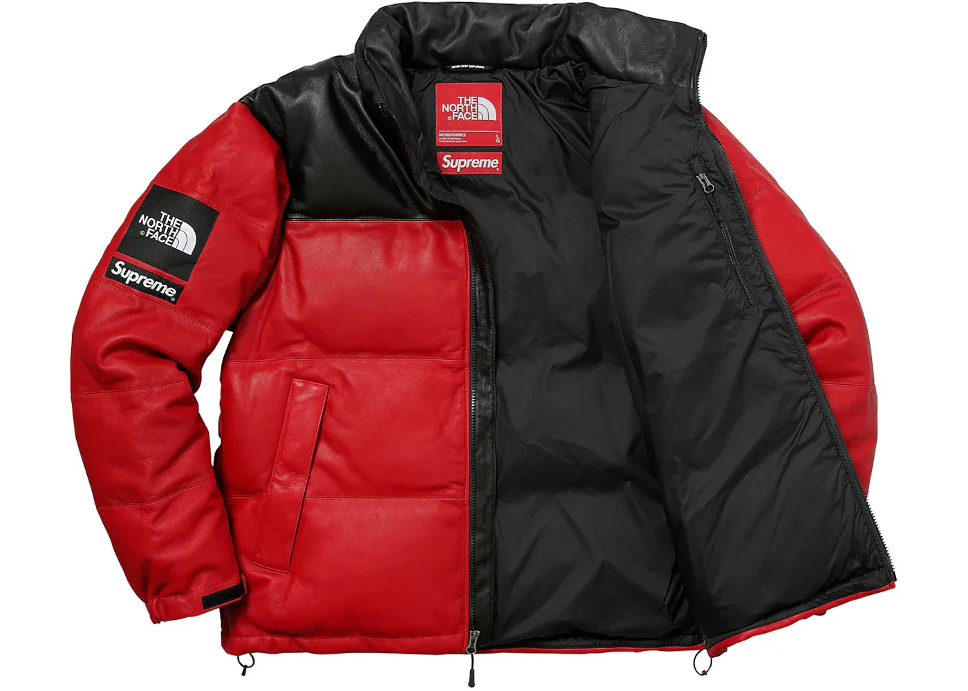 Мужская куртка из кожи с наполнителем из пуха Supreme The North Face, Red — фото 2