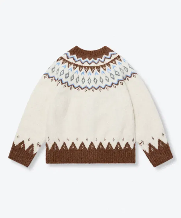 Кардиган с круглым вырезом, Fair Isle, Musinsa Standard Kids, кремовый — фото 4