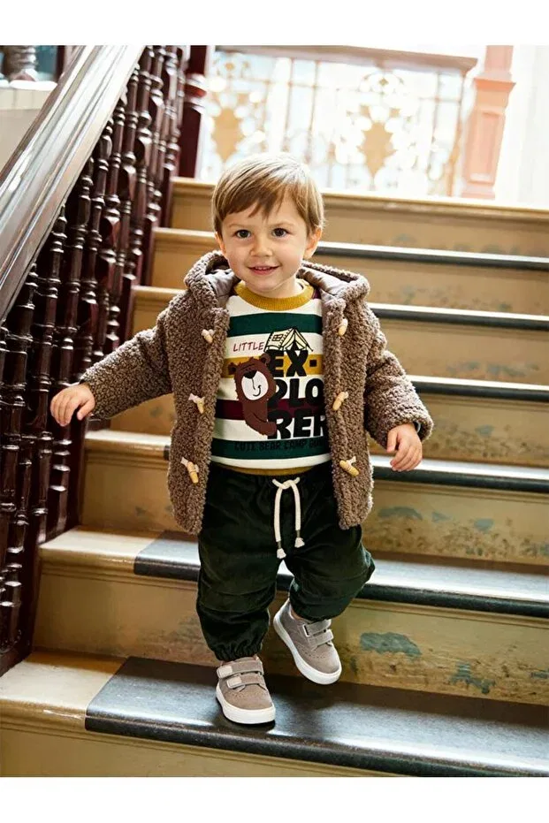 Детское пальто для девочек с капюшоном Shepherd button Civil Baby, Brown