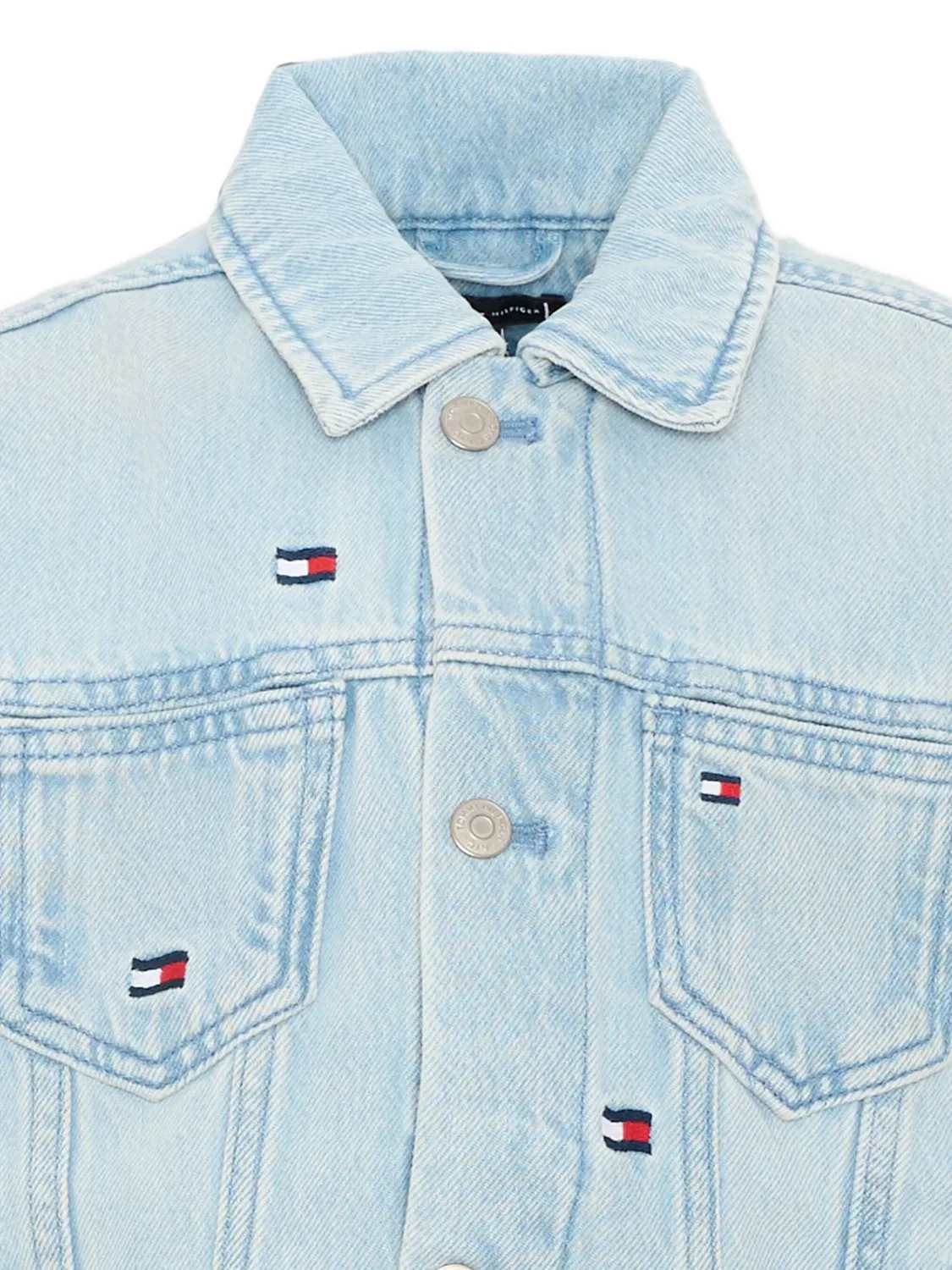 Джинсовая куртка с вышитым логотипом Tommy Hilfiger Junior, синий — фото 3