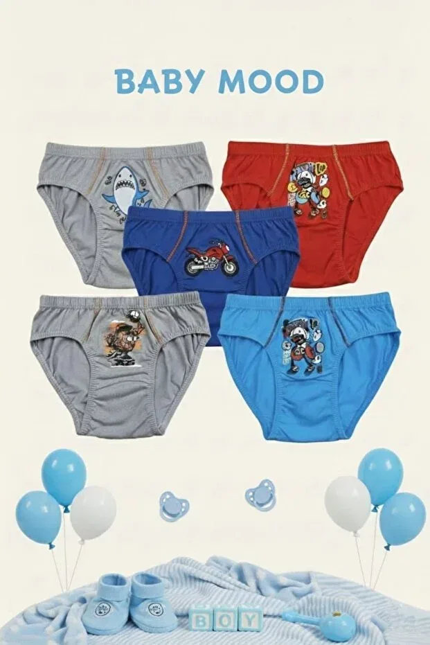 Детский комплект трусов для мальчиков хлопковый 5-Piece baby boy underwear set Tutku, Multicolor