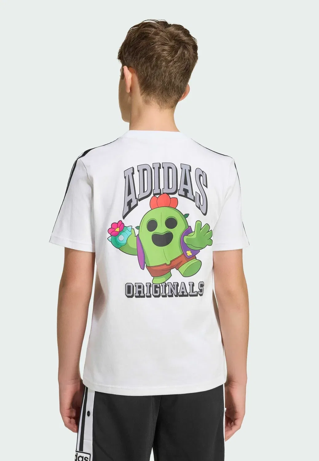 Свободная футболка с графическим принтом, унисекс Adidas Originals, White Black