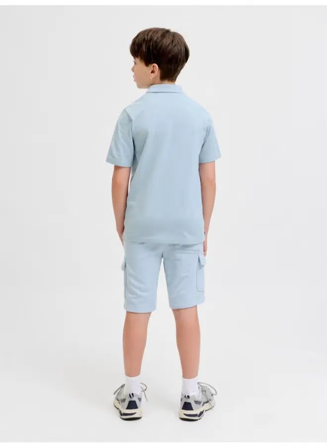 Комплект поло и шорт B-12 Navy Blazer Polo + Sweat Shorts Jack & Jones Junior, синий — фото 2