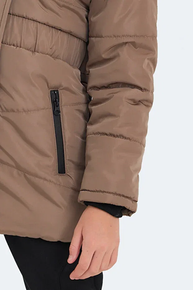 Детское пальто для девочек с капюшоном Candy Girl Slazenger, Beige — фото 4