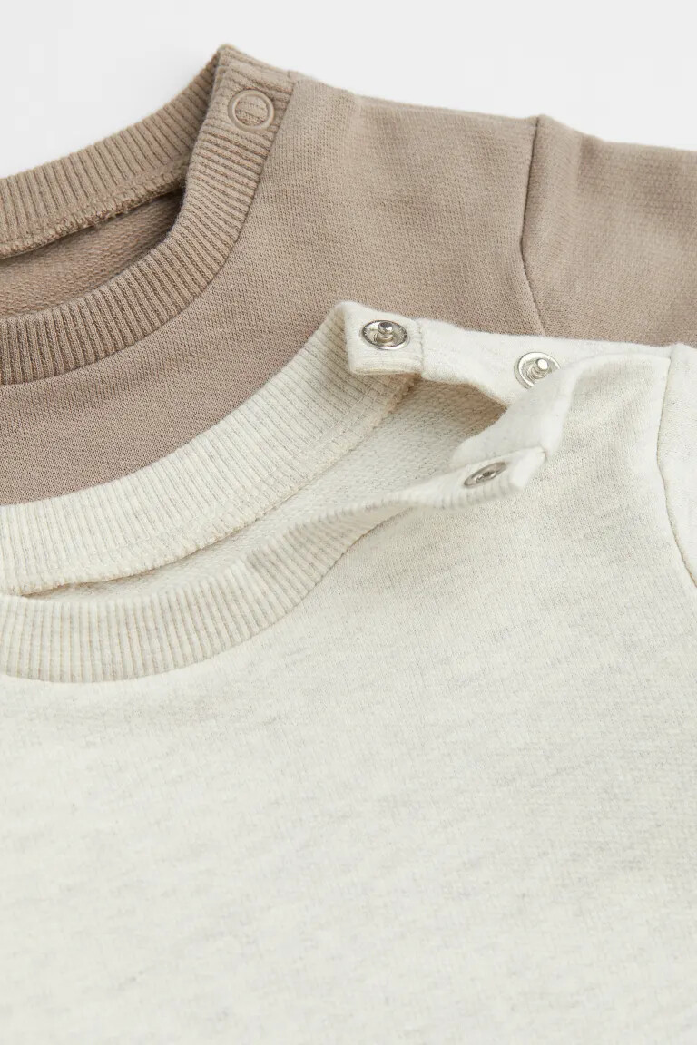 Толстовка из двух пар хлопка H&M, серо-коричневый/натуральный белый — фото 3