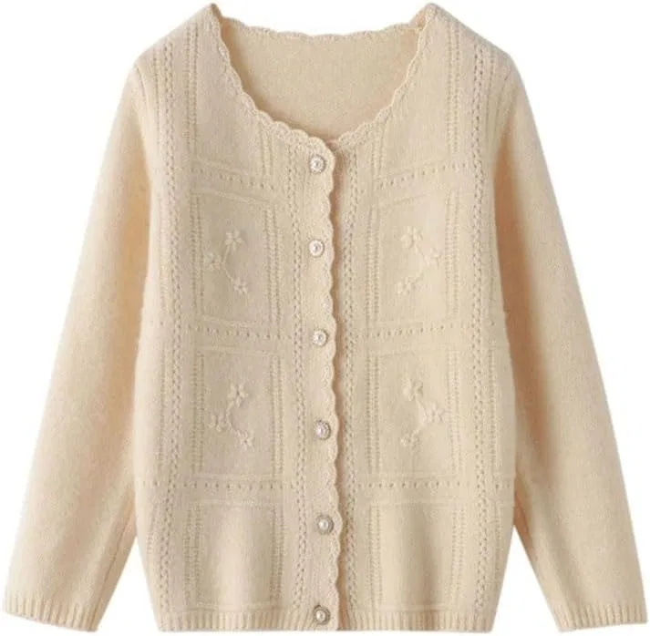 Женский кардиган с текстурной вышивкой, Merino Wool, Mi Yellow — фото 4