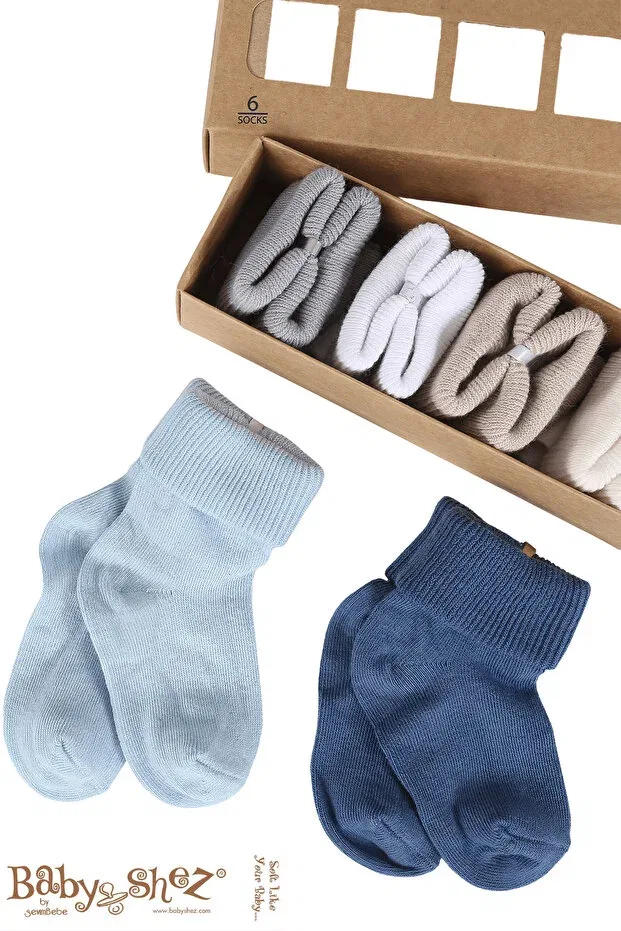 Детский комплект носков для новорожденных хлопковый Organic baby socks set Baby Shez, Blue — фото 2