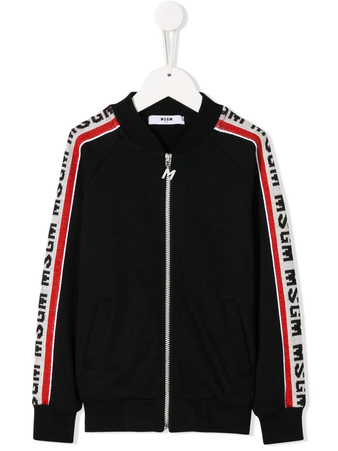 Свитшот с молнией и боковыми полосками MSGM, черный