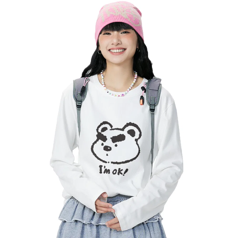 Детская футболка хлопковая Bold Brow Bear MINISO, White (100% Cotton) — фото 4