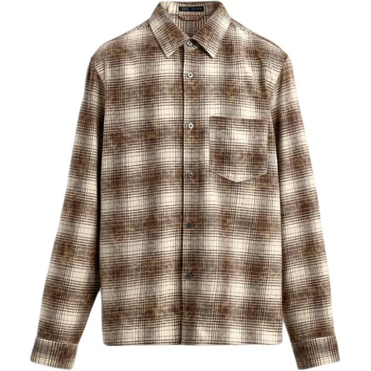 Мужская рубашка с отложным воротником Brown ZARA, Brown