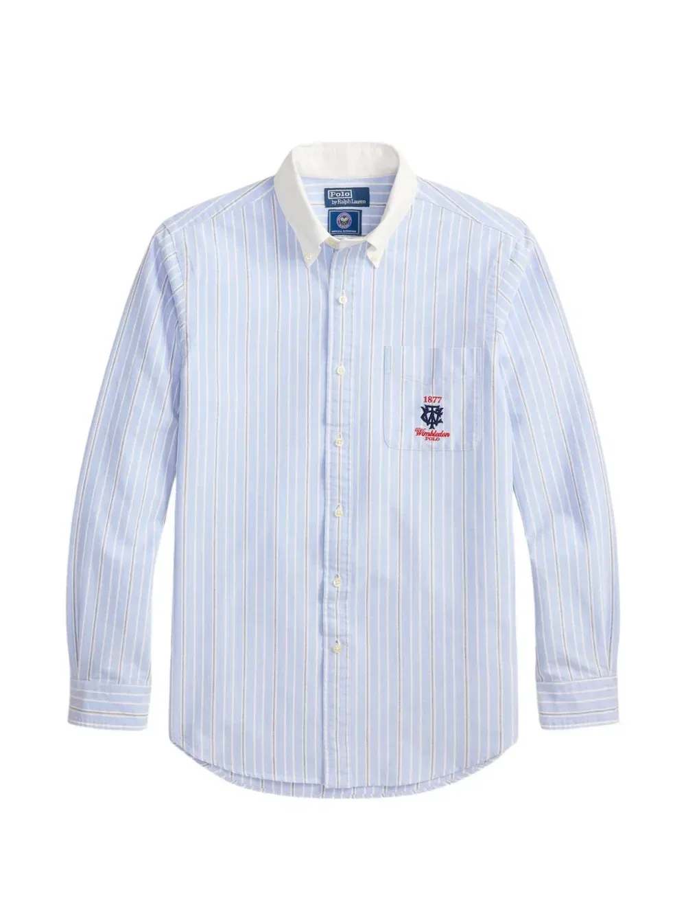 Полосатая рубашка оксфорд из коллаборации с Wimbledon Polo Ralph Lauren, синий