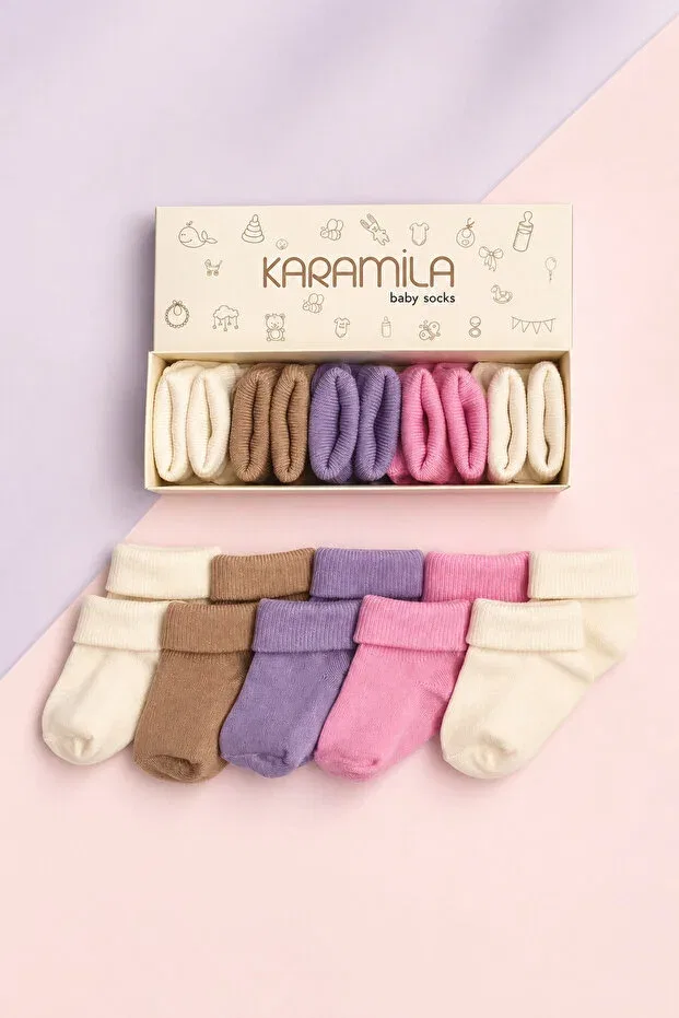 Детские носки для девочек с 5 парами Karamila, Lilac Cream Pink Mink