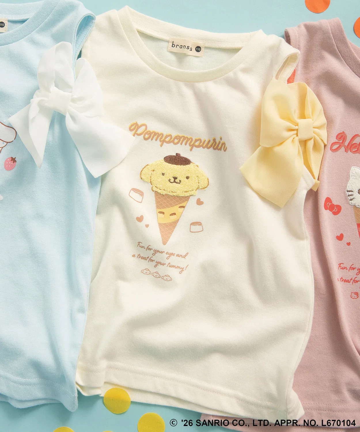 Branshes Детская футболка с принтом Sanrio Characters Chiffon Shoulder Top, брэнш, Розовый — фото 4