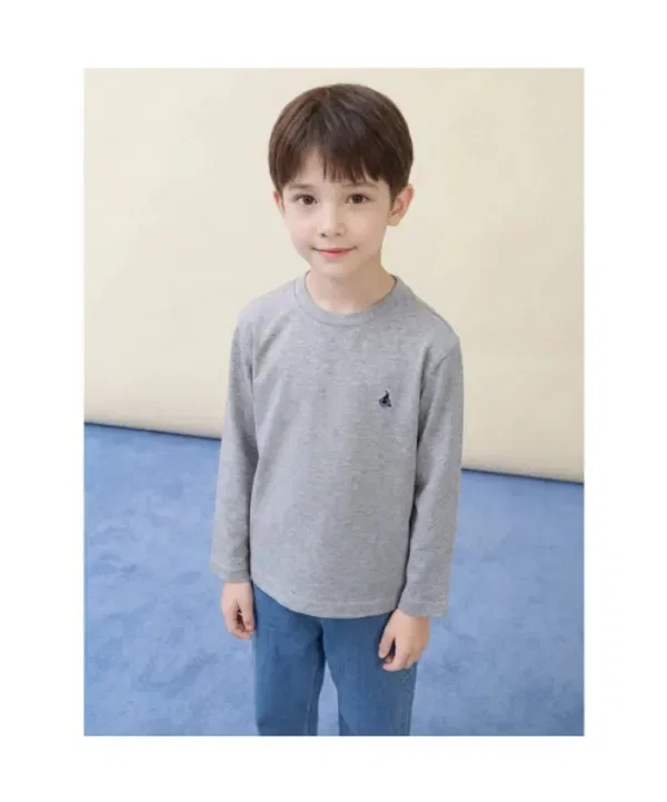 Футболка с длинным рукавом супима хлопок Beanpole Kids, серый — фото 4