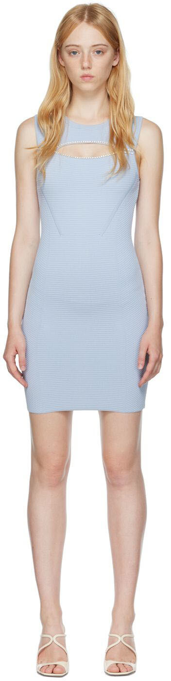 

Синее османское мини-платье Herve Leger, Синий, Синее османское мини-платье Herve Leger