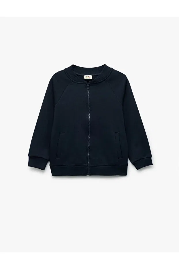 Детские свитшот для мальчиков с молнией Basic zippered navy blue boys' sweatshirt Koton, Navy Blue