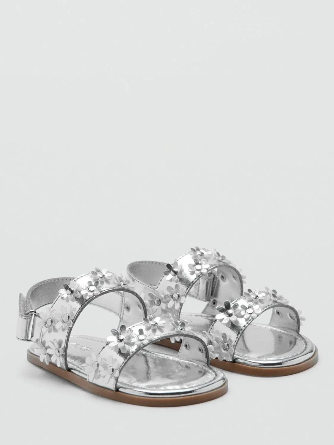 Сандалии с цветочным декором Mango, Silver