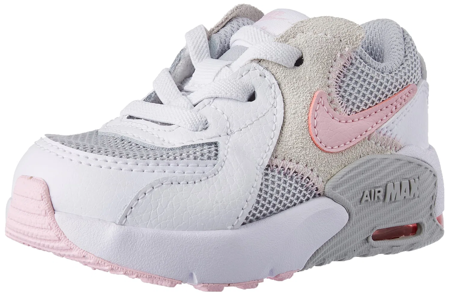Детские кроссовки для мальчиков с шнуровкой Air Max Excee NIKE, White White Pink Foam Grey Fog