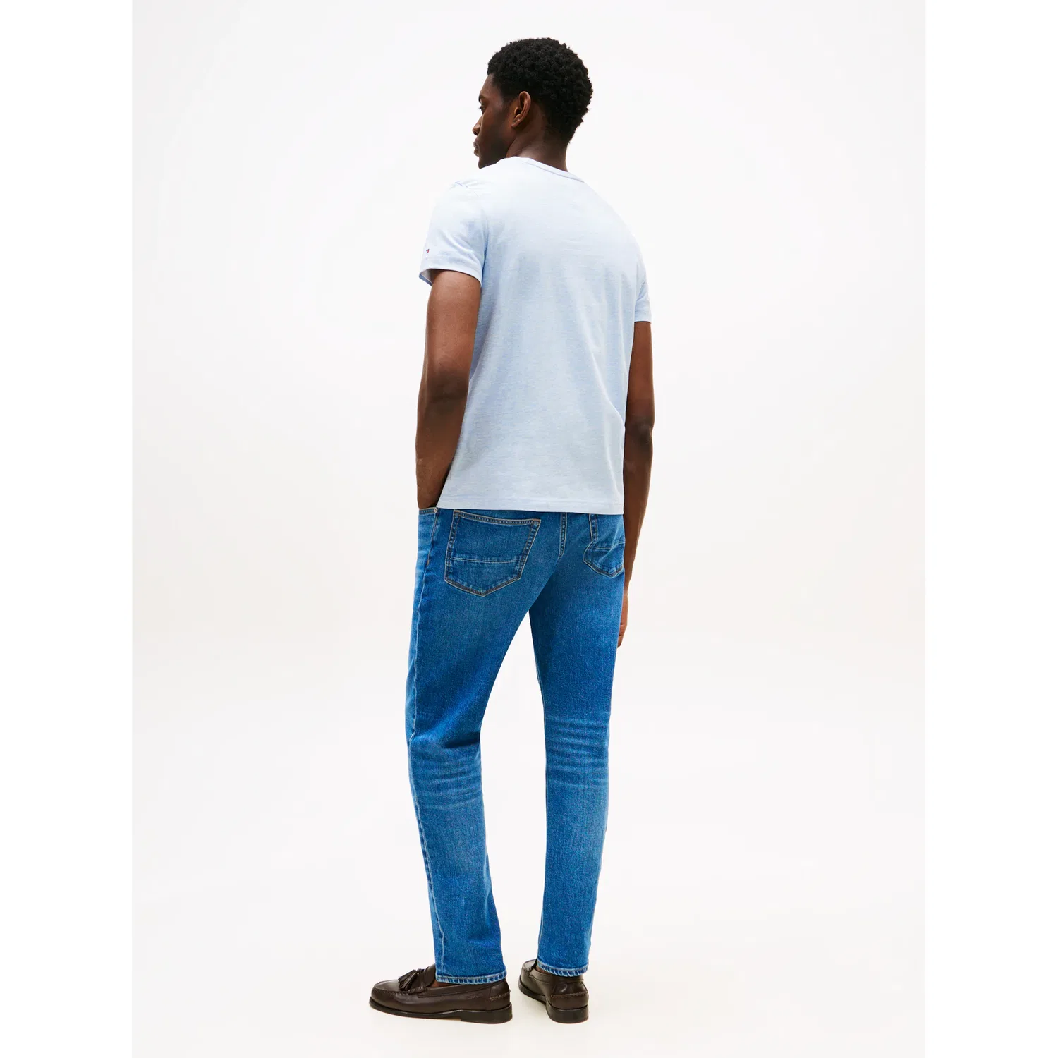 Мужская футболка с логотипом Tommy Hilfiger из чистой хлопковой ткани, Heathered Blue — фото 4