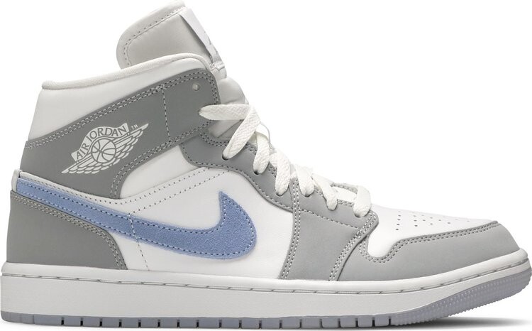 Кроссовки Wmns Air Jordan 1 Mid Wolf Grey Aluminum, серый