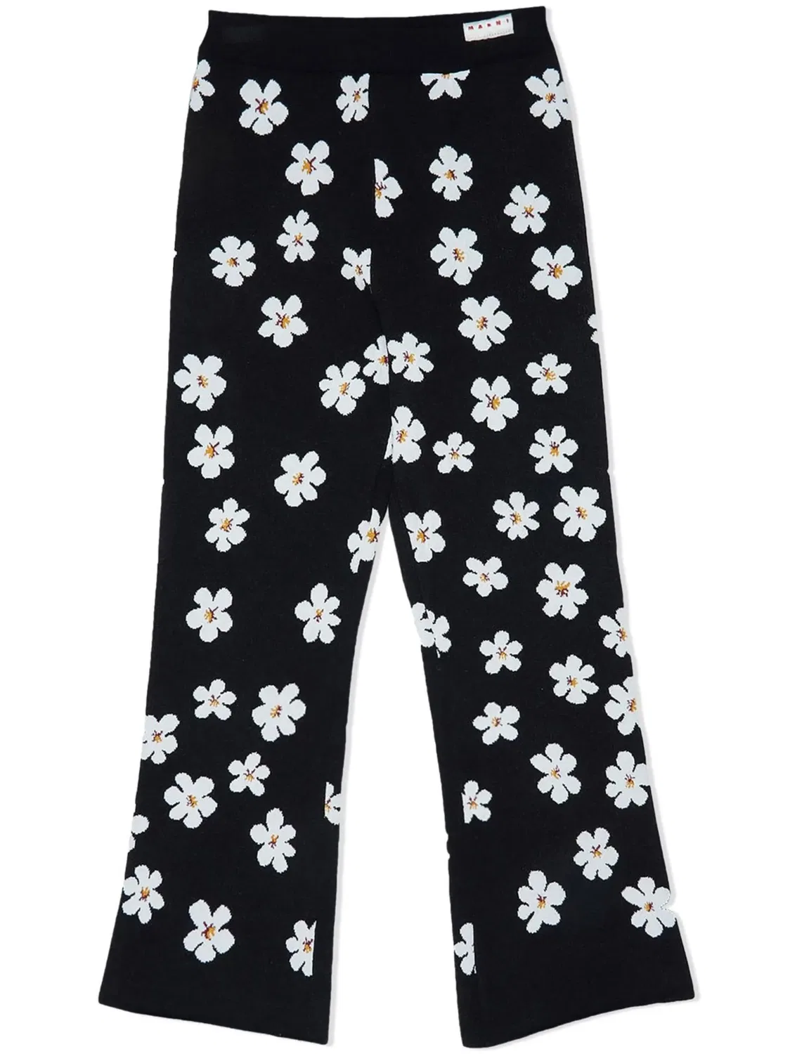 Т trousers с цветочным интарсией Marni, черный