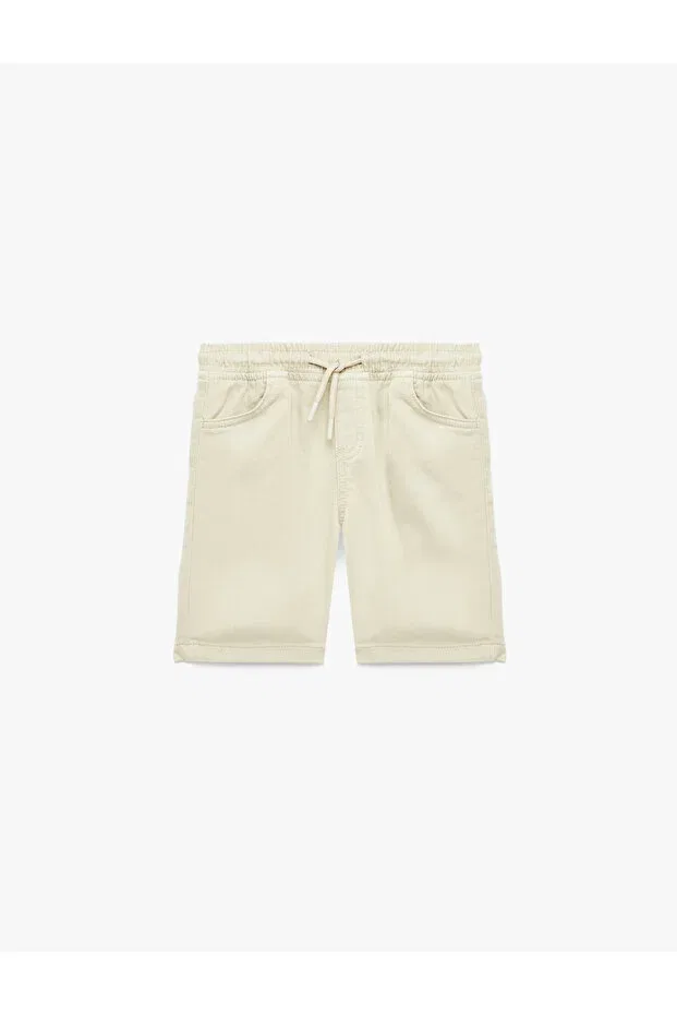 Детские шорты для мальчиков джинсовые Beli lace-up elastic slim fit denim shorts Koton, Stone