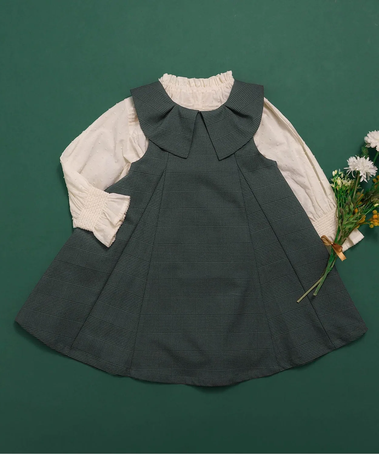 Детский сарафан с воротником и принтом Glen Plaid BREEZE, Grey
