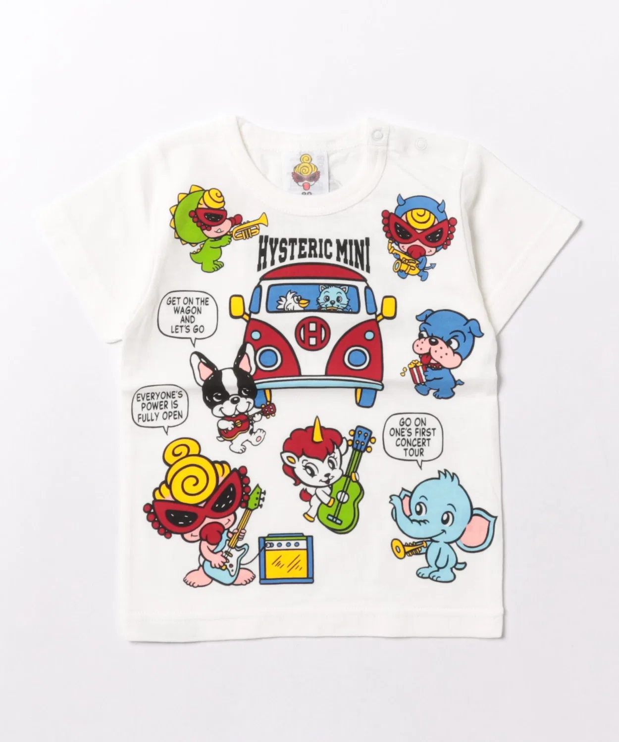 Детская футболка с принтом HYS MINI BAND WAGON PARTY HYSTERIC MINI, Белый