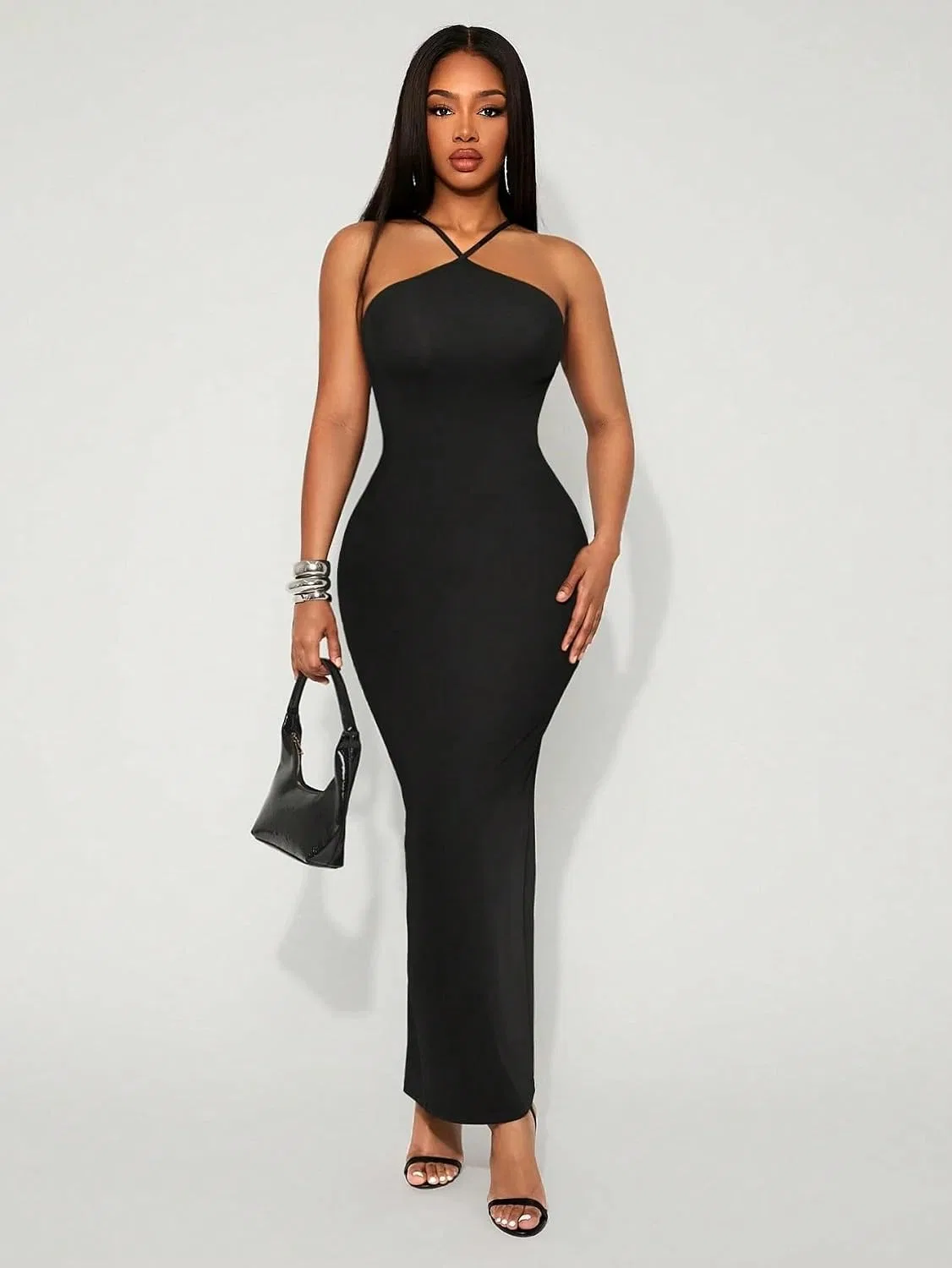 Женское сексуальное макси-платье с открытой спиной Bodycon, Black — фото 3