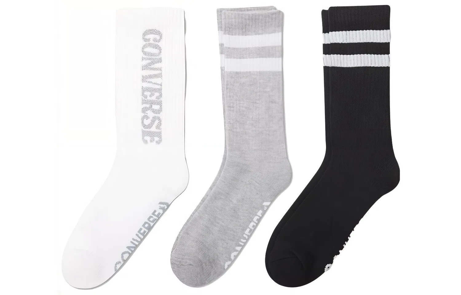 Детские носки с логотипом Converse, 3 пары, White/Gray/Black