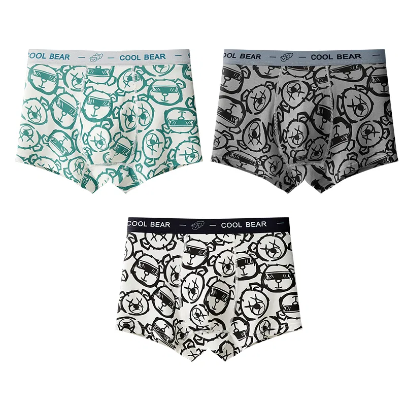 Детские трусы для мальчиков, комплект из 3 штук, Gray White Green, MIIOW
