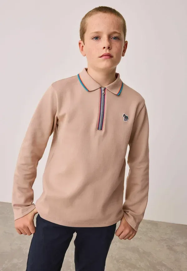 Поло, хлопок и полиэстер, Regular fit long sleeve signature, Paul Smith Junior, Stone, цвет stone — фото 2