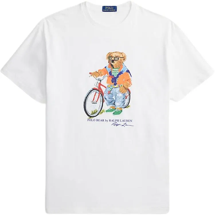 Мужская футболка с принтом Polo Bear Custom Slim Fit Polo Ralph Lauren, White