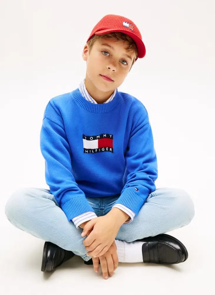 Джемпер с волнистым флагом Tommy Hilfiger, синий — фото 3