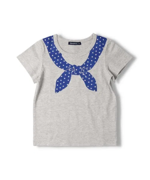 Детская футболка с принтом Scarf Print Tシャツ moujonjon, Серый