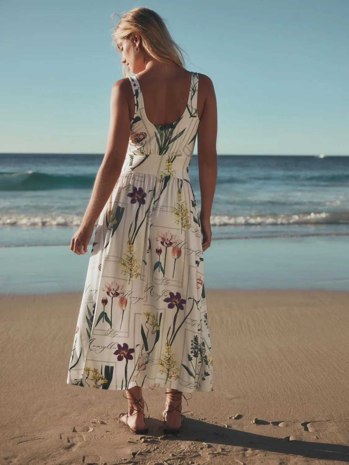 Платье миди с принтом, Jersey Waisted Summer Midi Dress Next, белый/цветочный принт — фото 3