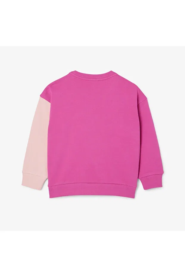 Детские свитшот для девочек с цветовым блоком Lacoste, Di9-Pembe — фото 2