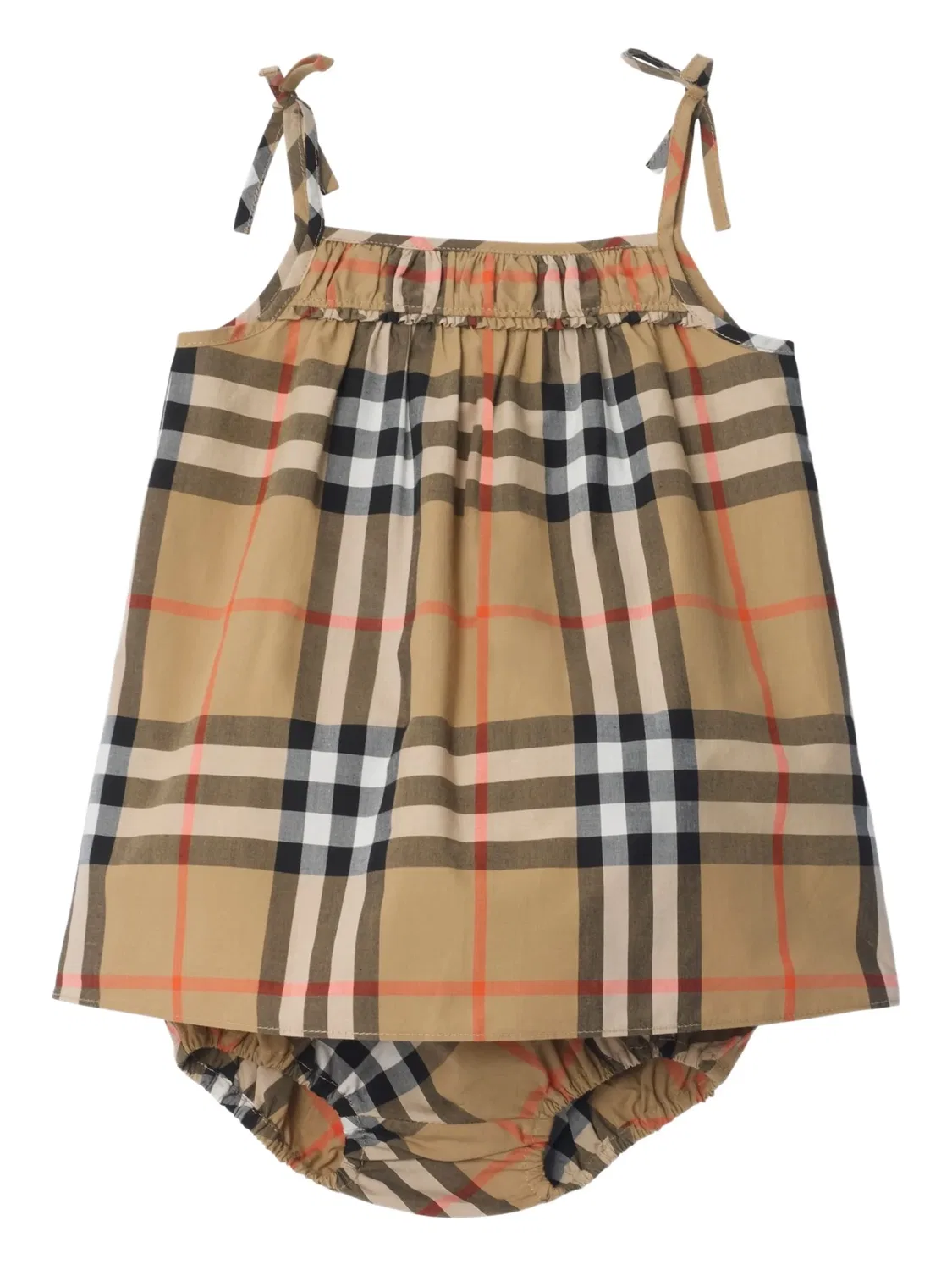 Платье с сборкой в клетку Burberry, нейтральный