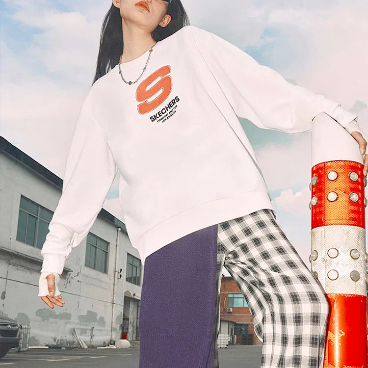 Детский свитшот с круглым вырезом Skechers, Bright White — фото 4