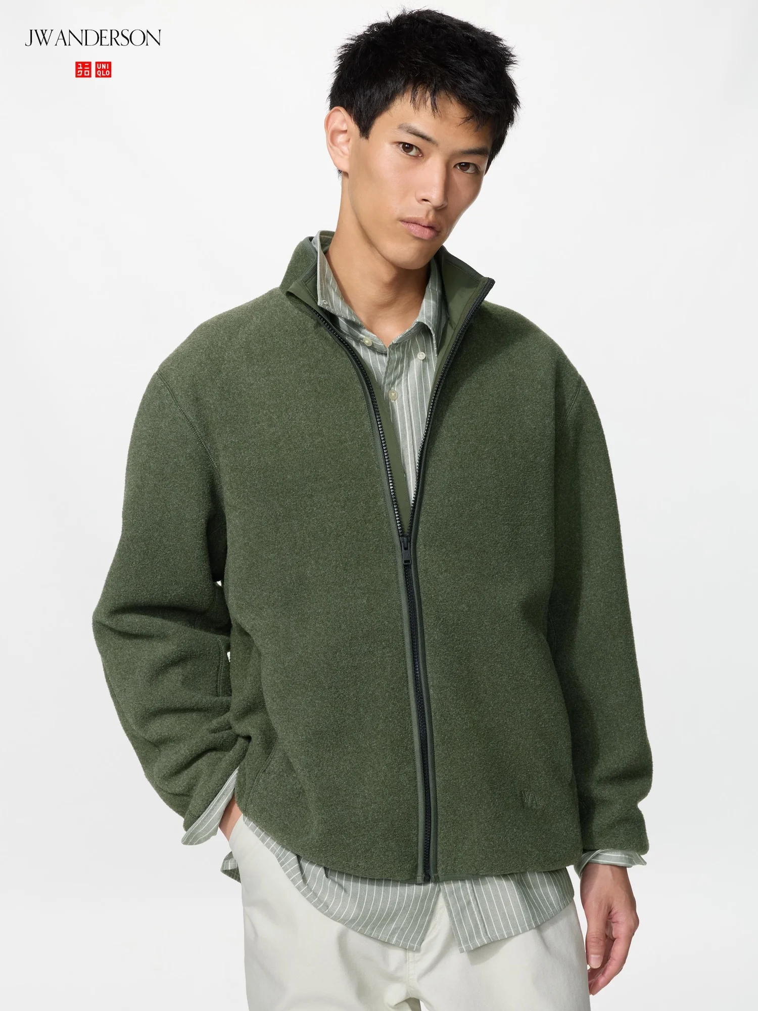 Флисовая куртка Uniqlo x JW Anderson Windproof, 56 оливковый