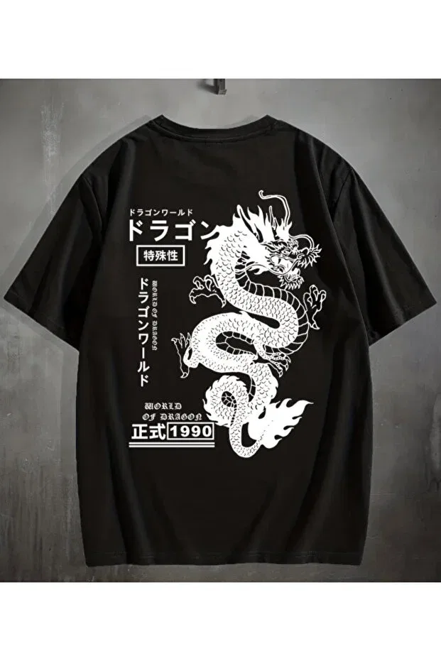 Детская футболка с принтом Dragon Dragon Printed Premium Regular T-Shirt Gencerco, Black