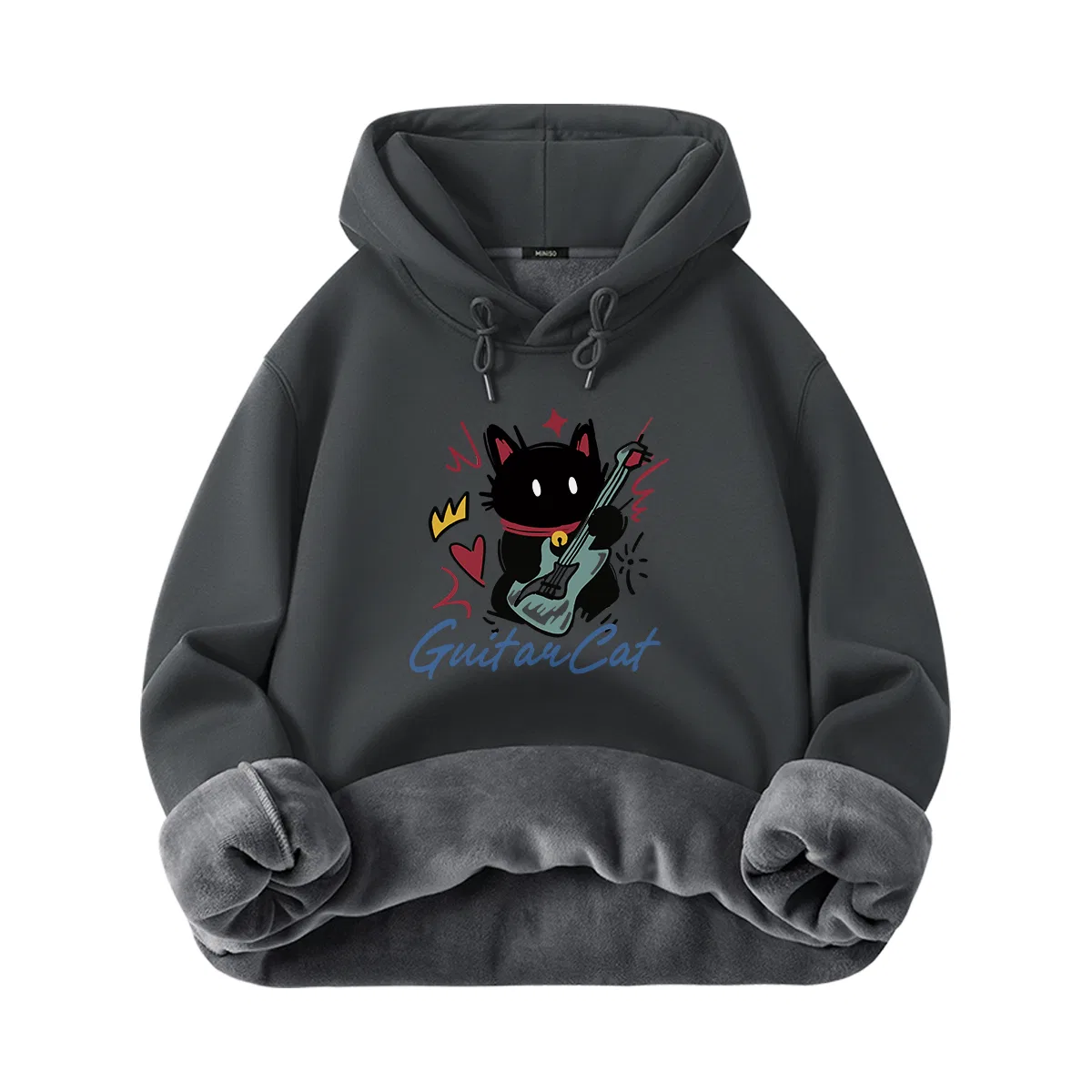 Детская толстовка с капюшоном Guitar Meow Hand MINISO, Dark Gray