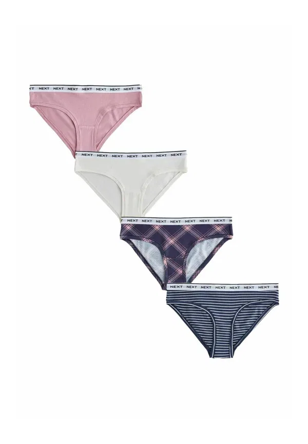 Трусы комплект 4 шт. fit logo knickers Next, navy pink check, темно-синий/розовый