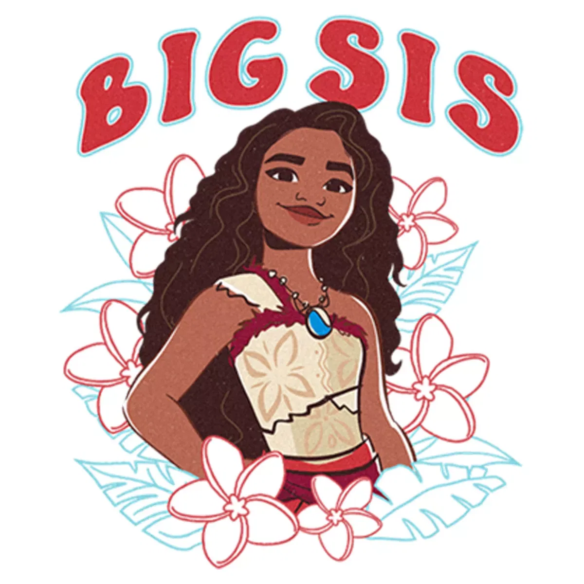 Детское укороченное футболка-кроп топ с принтом Big Sis Moana 2, White — фото 2