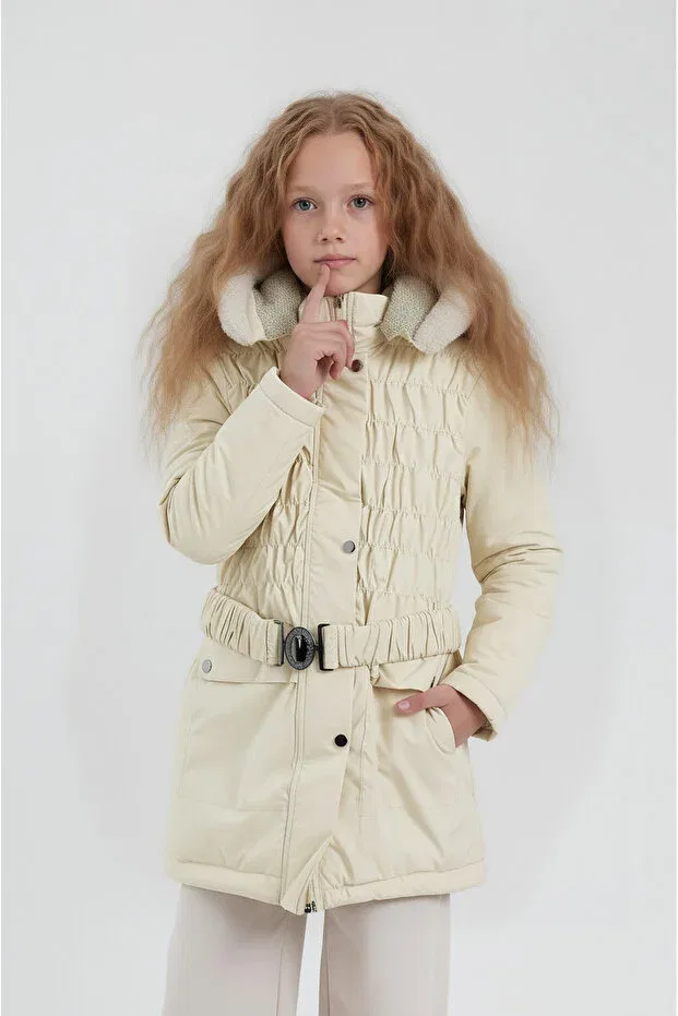Детское пальто для девочек с капюшоном Civiltipolo, Nude Color