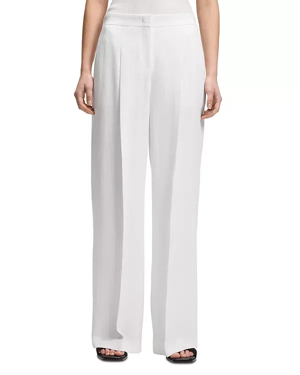 Женские брюки широкие из льна Tiana wide leg pants Boss, белый