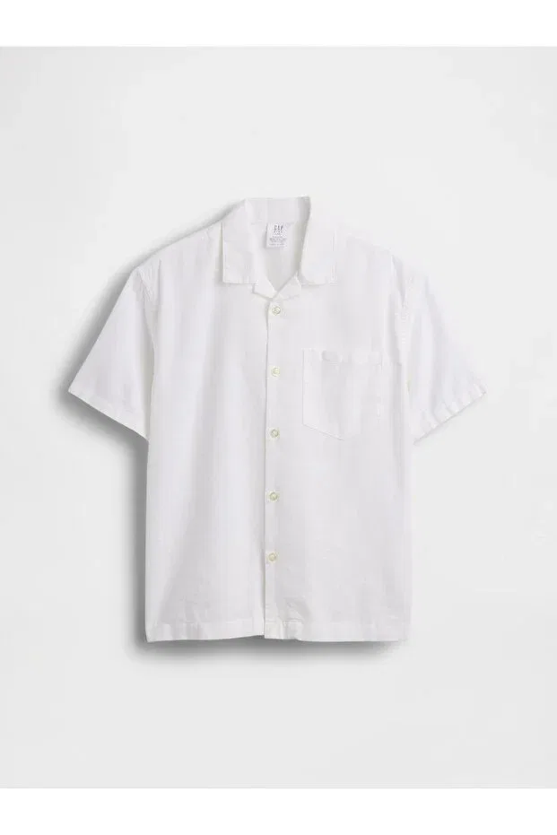 Детская рубашка для мальчиков льняная Gap, White-001 — фото 4