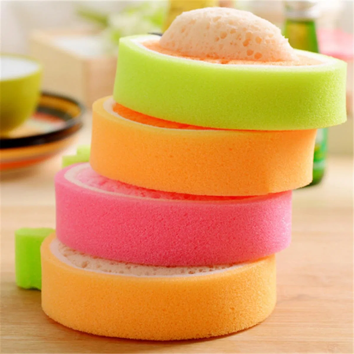 Набор бат-спонжей Fruit Shape, TOPPERFUN, 4 шт, 12x12x3.5 см, мультиколор — фото 3